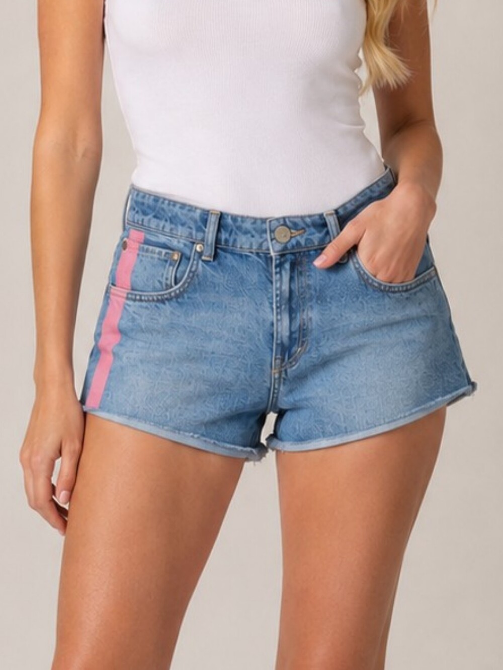 One Teaspoon NWT Linear The One Short In Linear Blu